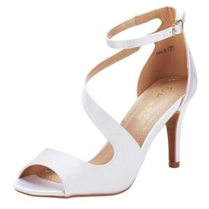 Dream Pairs NILE White Satin Sandal 3" Heel Women's Size 7.5 Bride Summer NEW